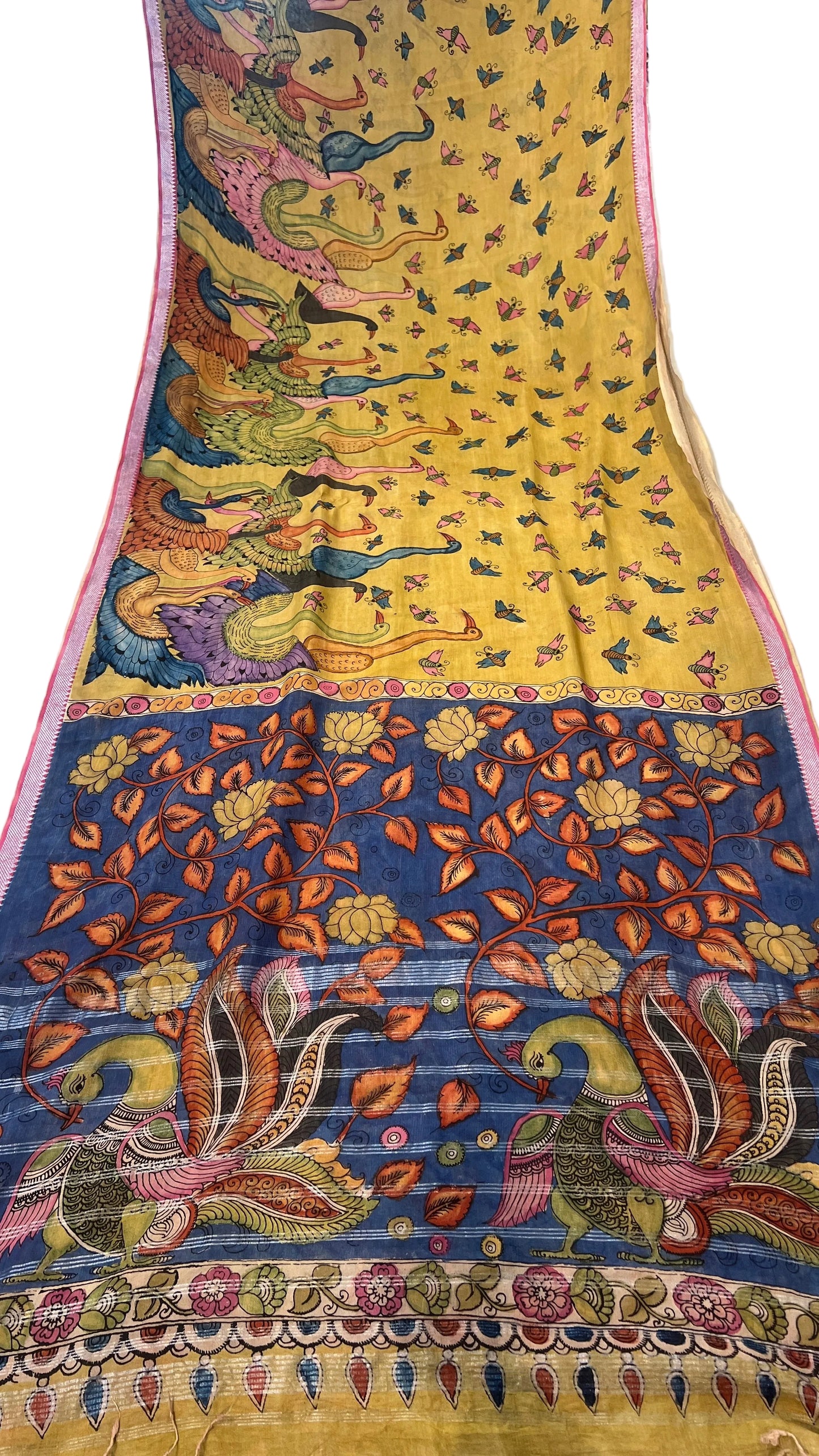 Pen Kalamkari Mangalagiri Silk Saree