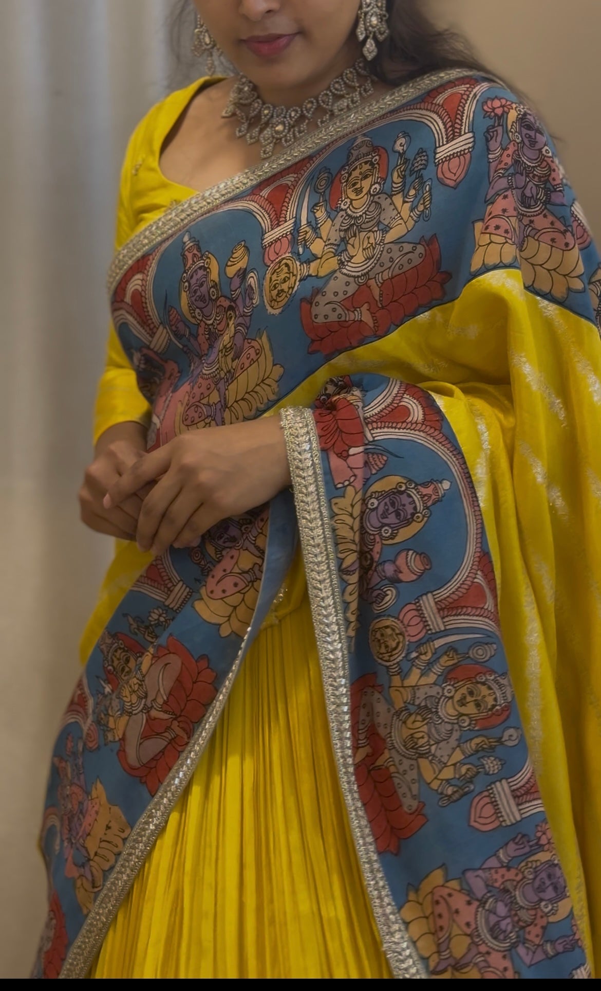 Pen Kalamkari Ashtalakshmi Lehenga