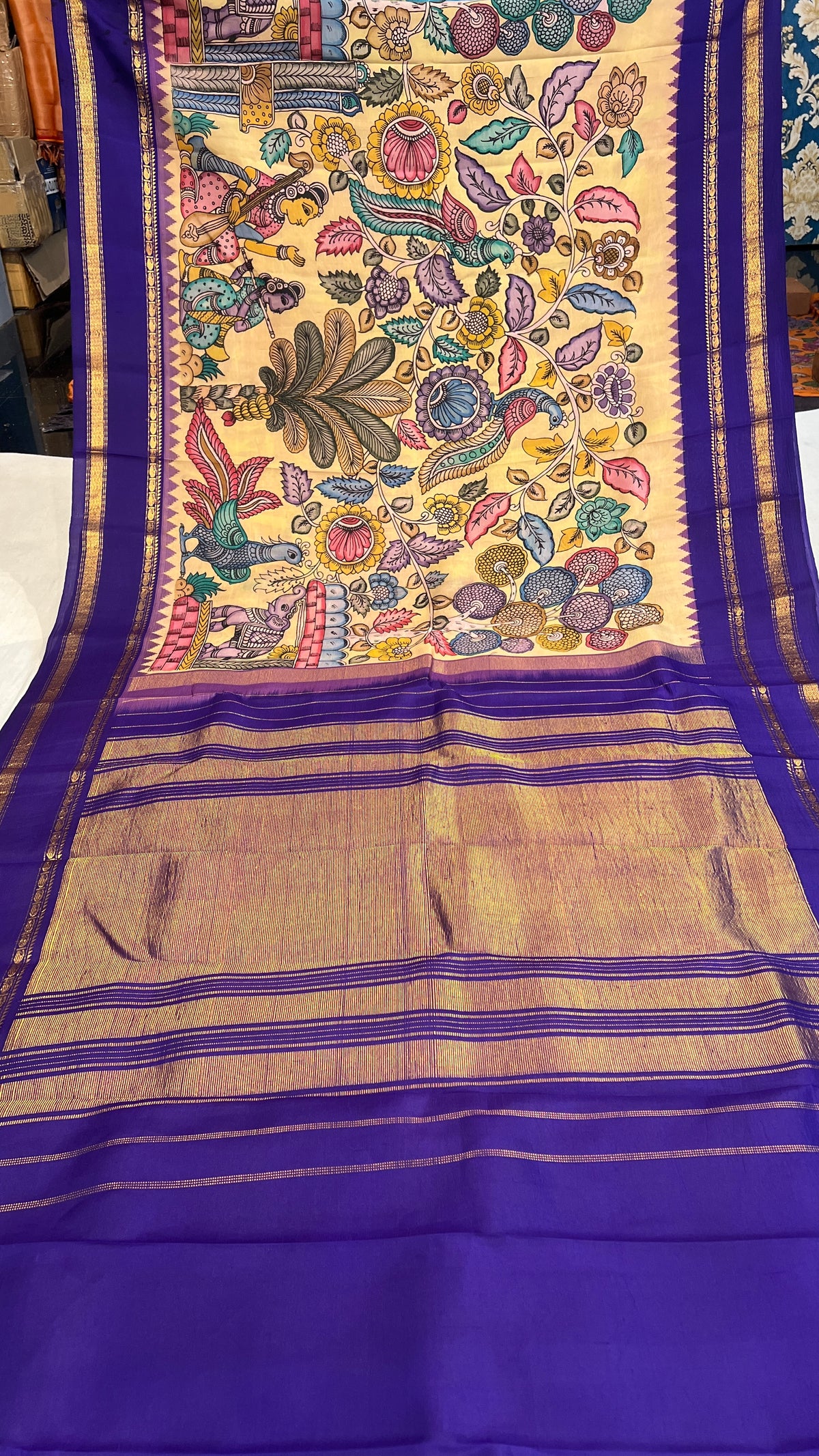 Pen Kalamkari Gadwal Pattu Saree