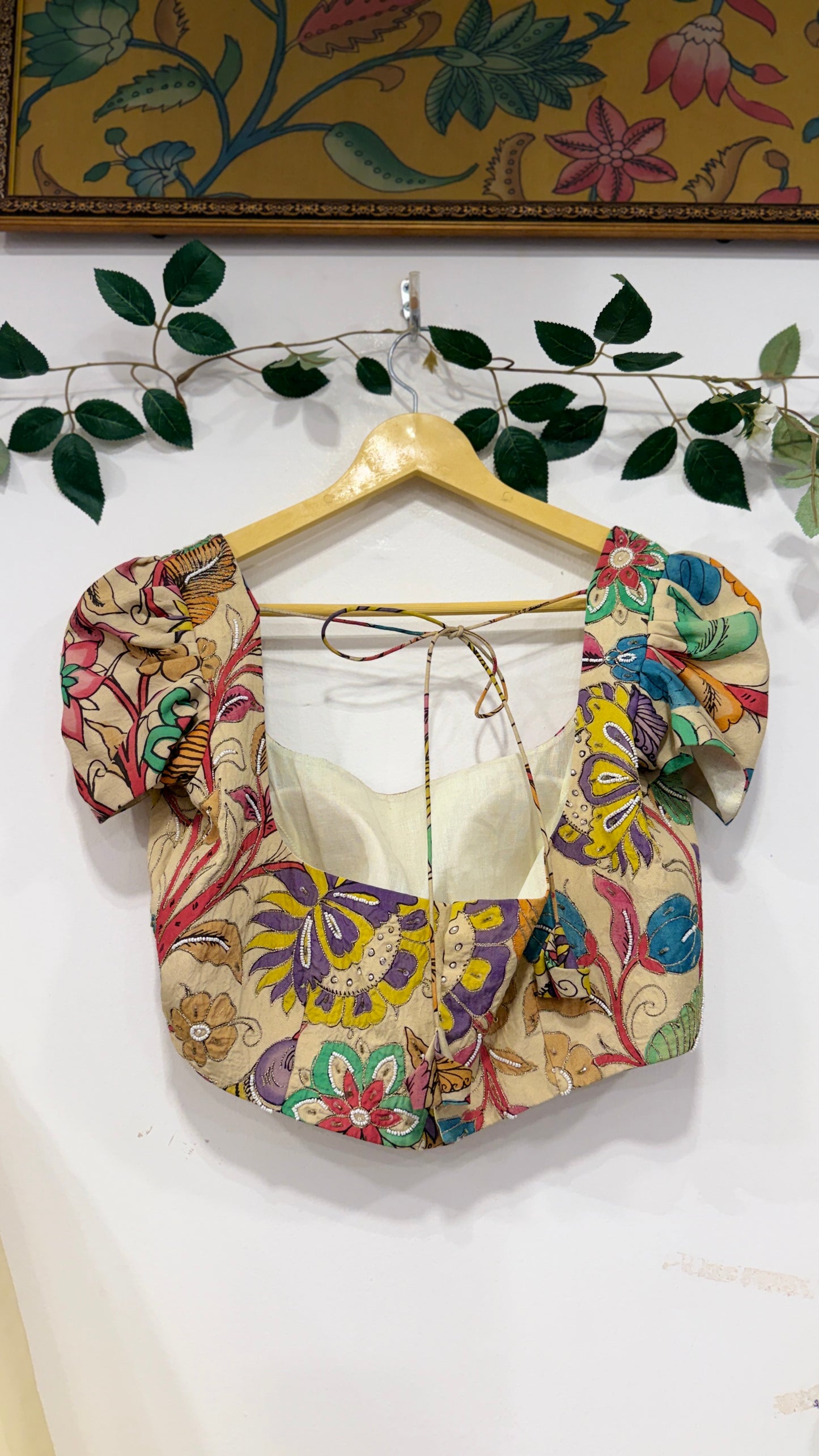 Pen Kalamkari dual shade organza saree