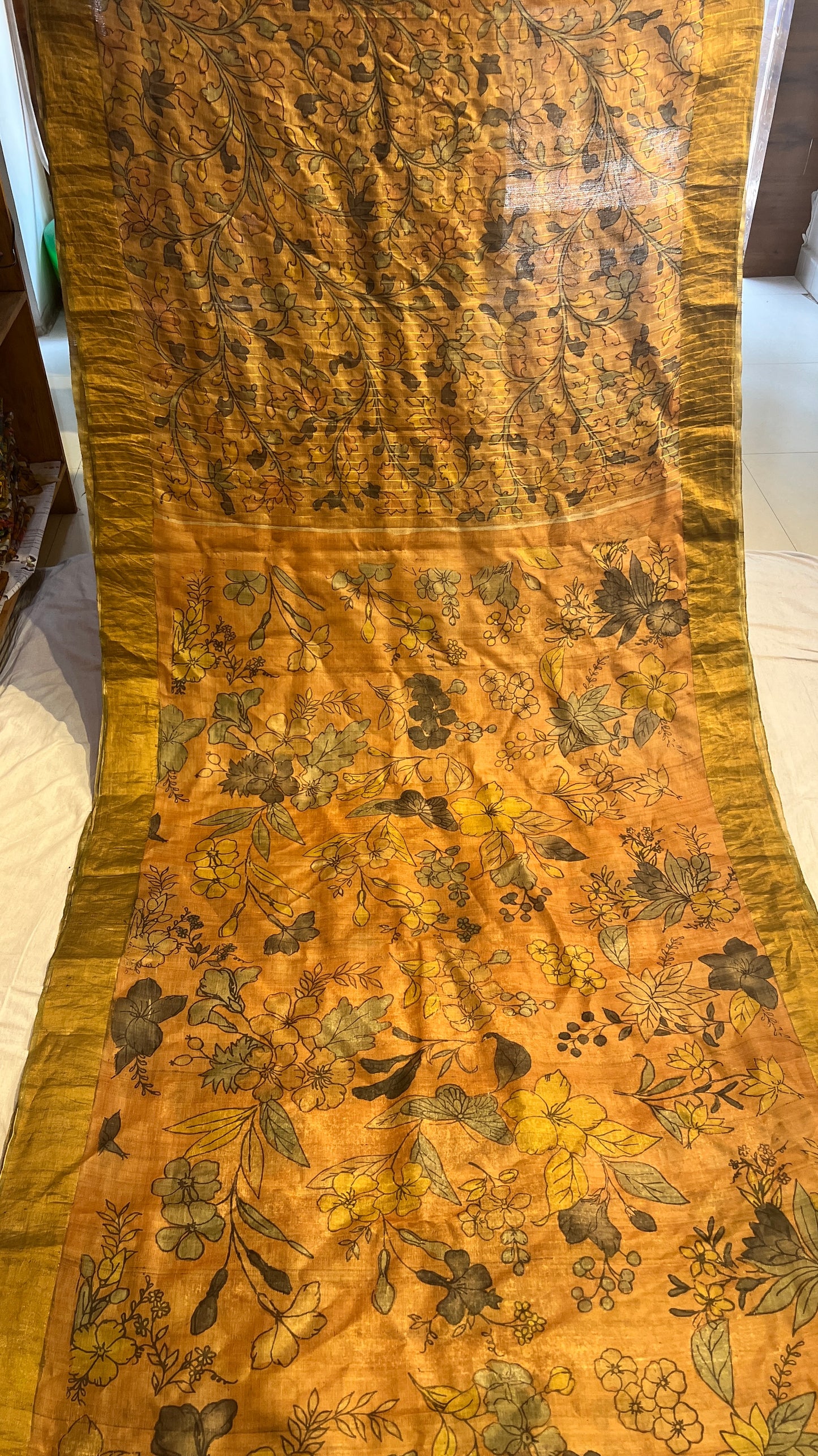 Pen Kalamkari Desi Tussar sarees