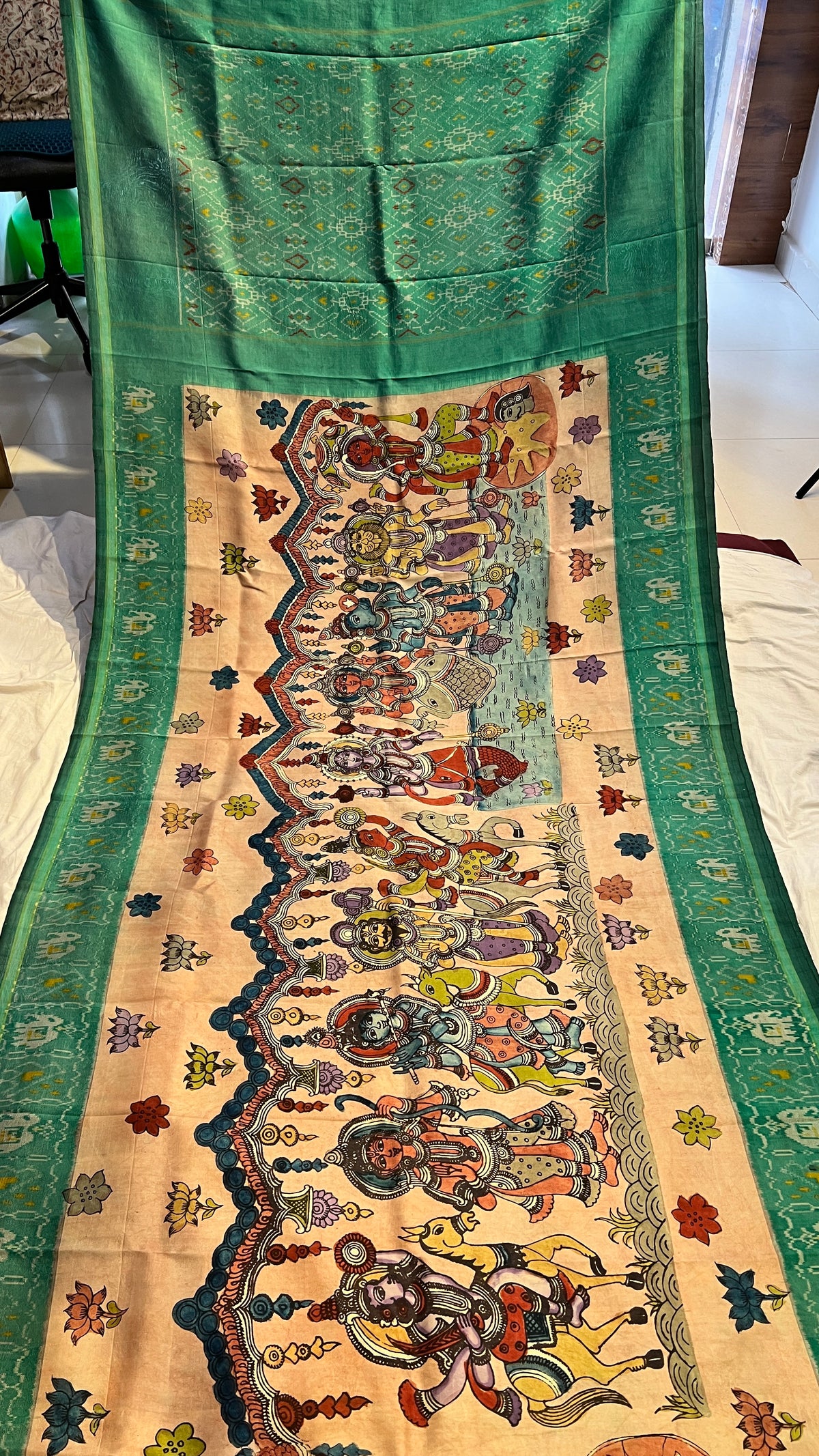 Pen Kalamkari Patola Weaving Ikkath Saree