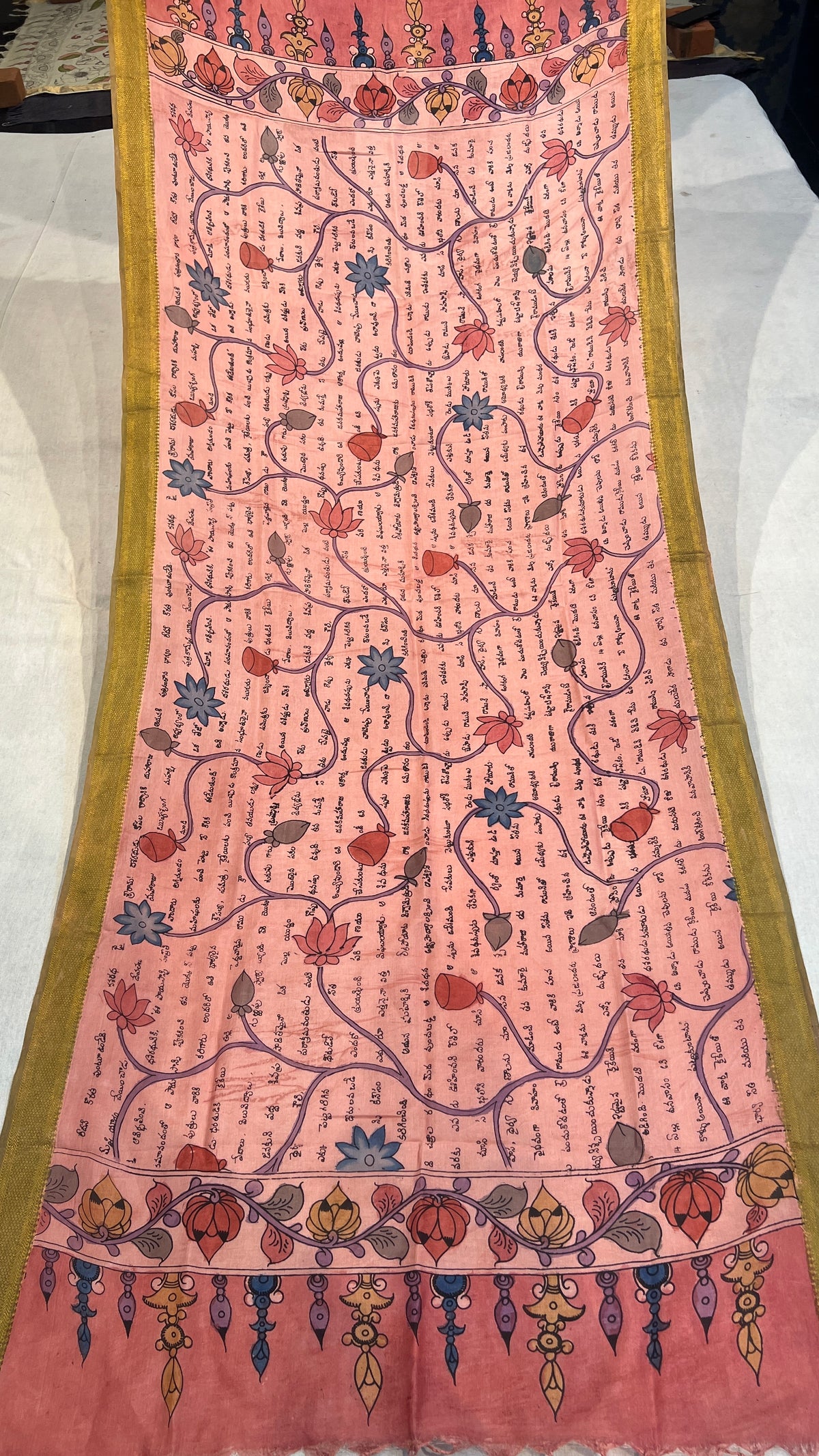 Pen kalamkari Bangalore silk duppata