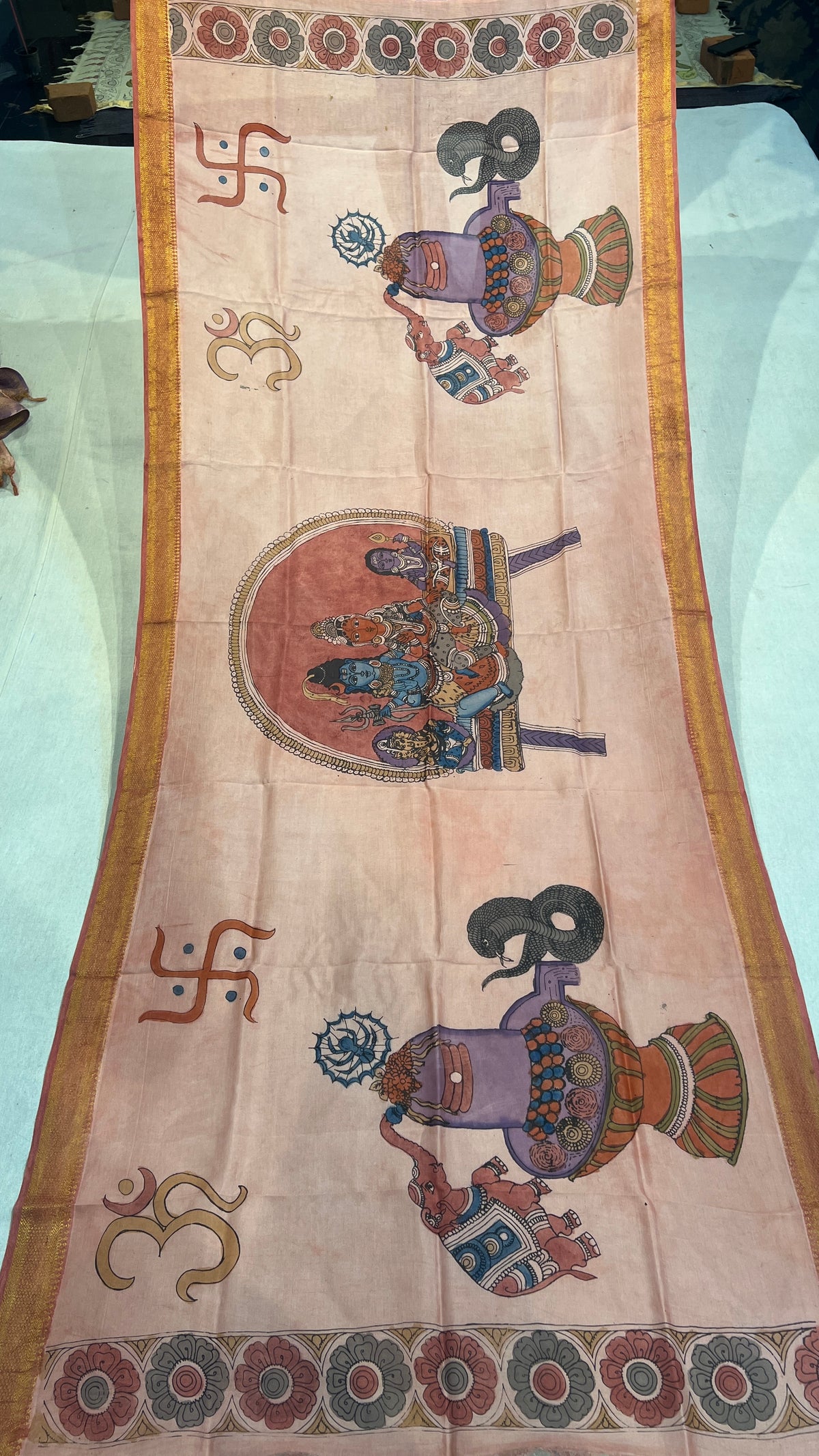 Pen kalamkari Bangalore silk duppata