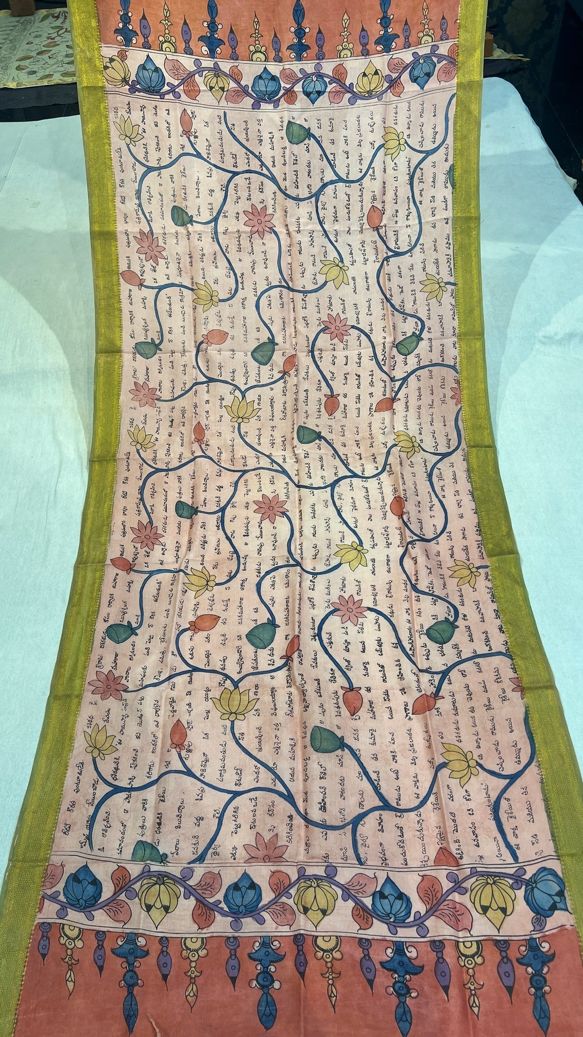 Pen kalamkari Bangalore silk duppata