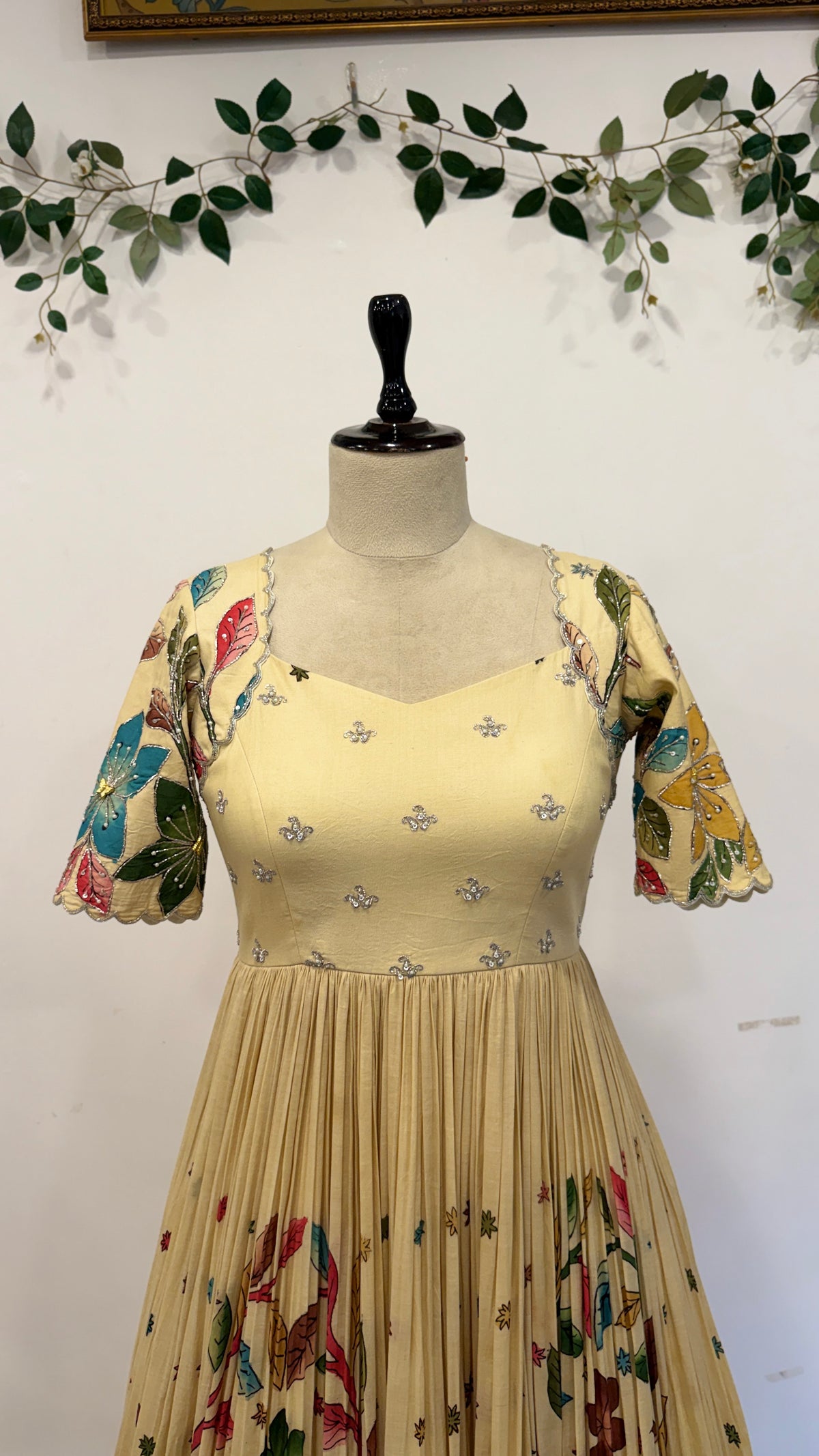 Pen Kalamkari Cranes Frock