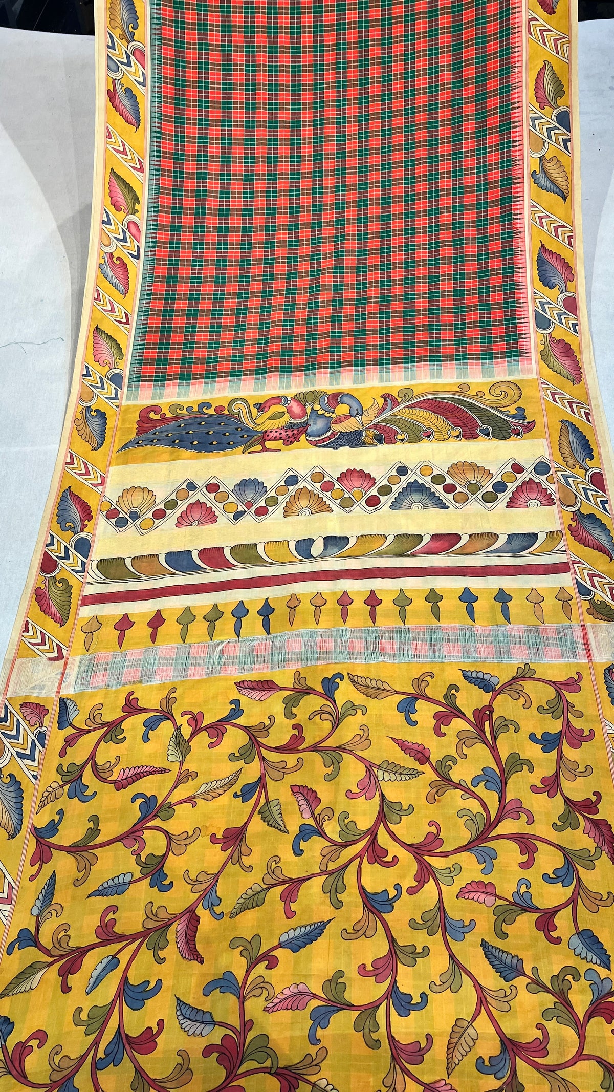Kalamkari Kattam Checks Pattu Saree