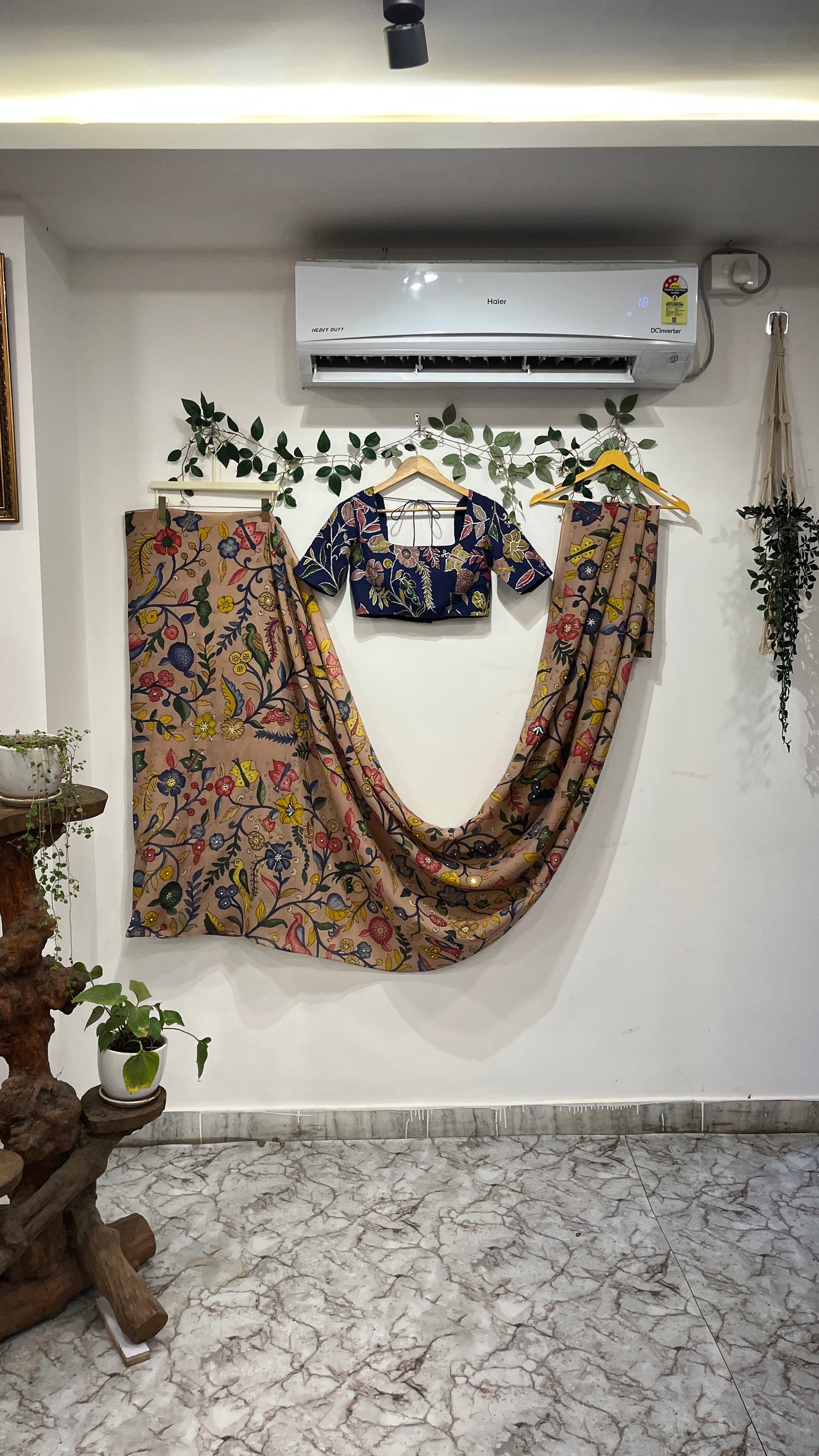 Pastel brown shade Bangalores silk saree
