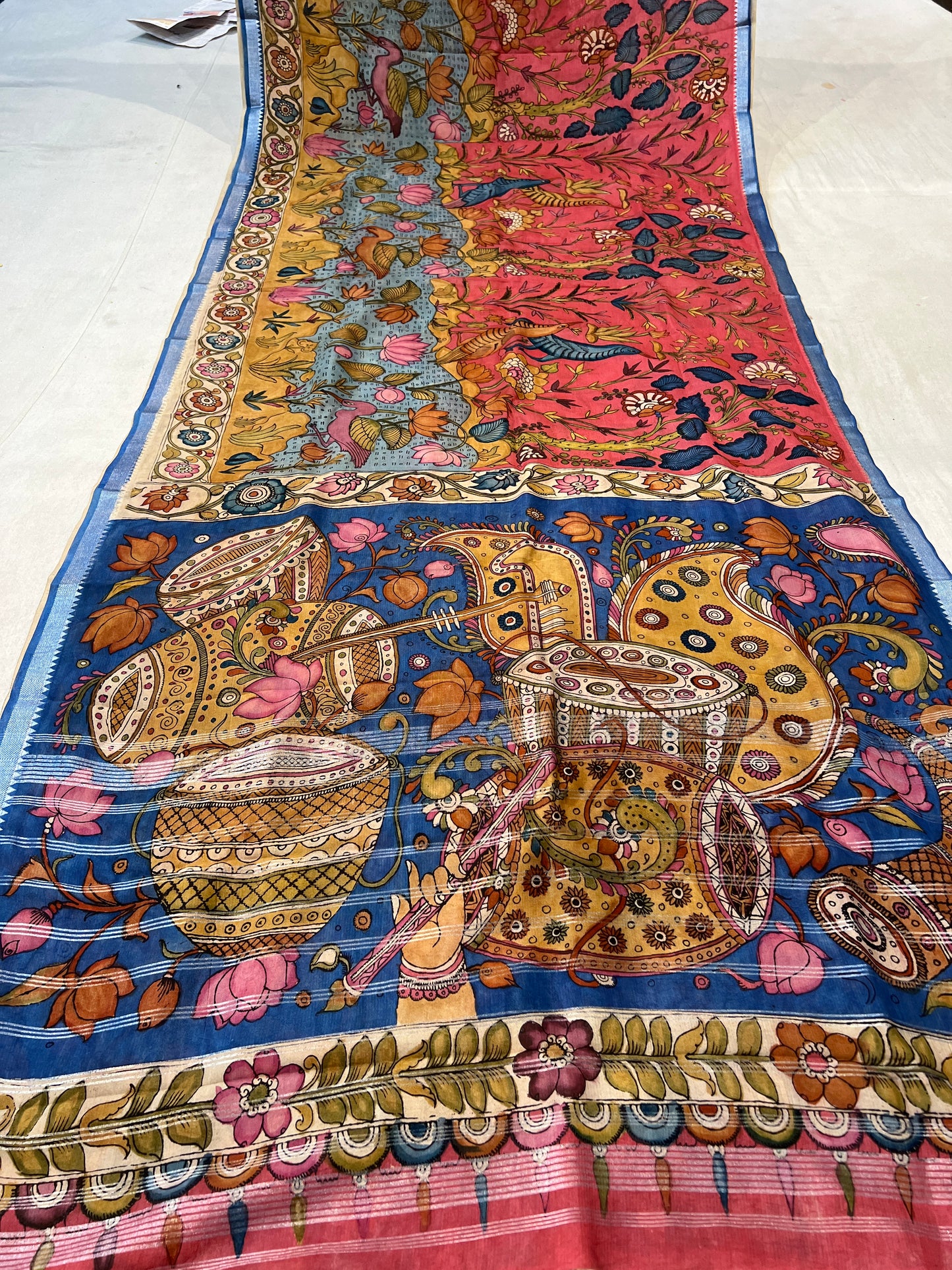 Pen Kalamkari Mangalagiri Silk Saree