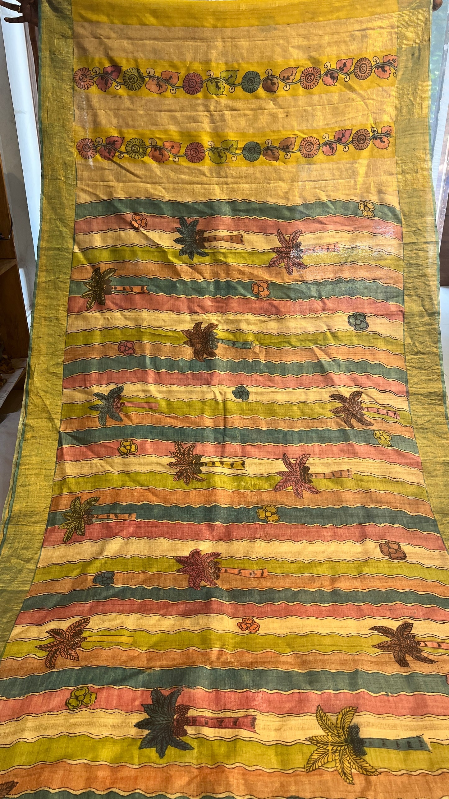 Pen Kalamkari Desi Tussar Sarees