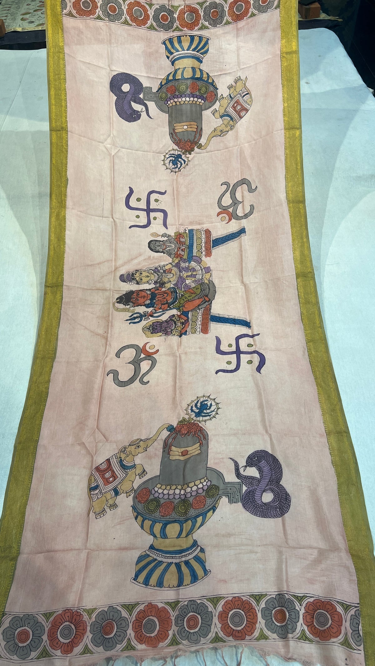 Pen kalamkari Bangalore silk duppata