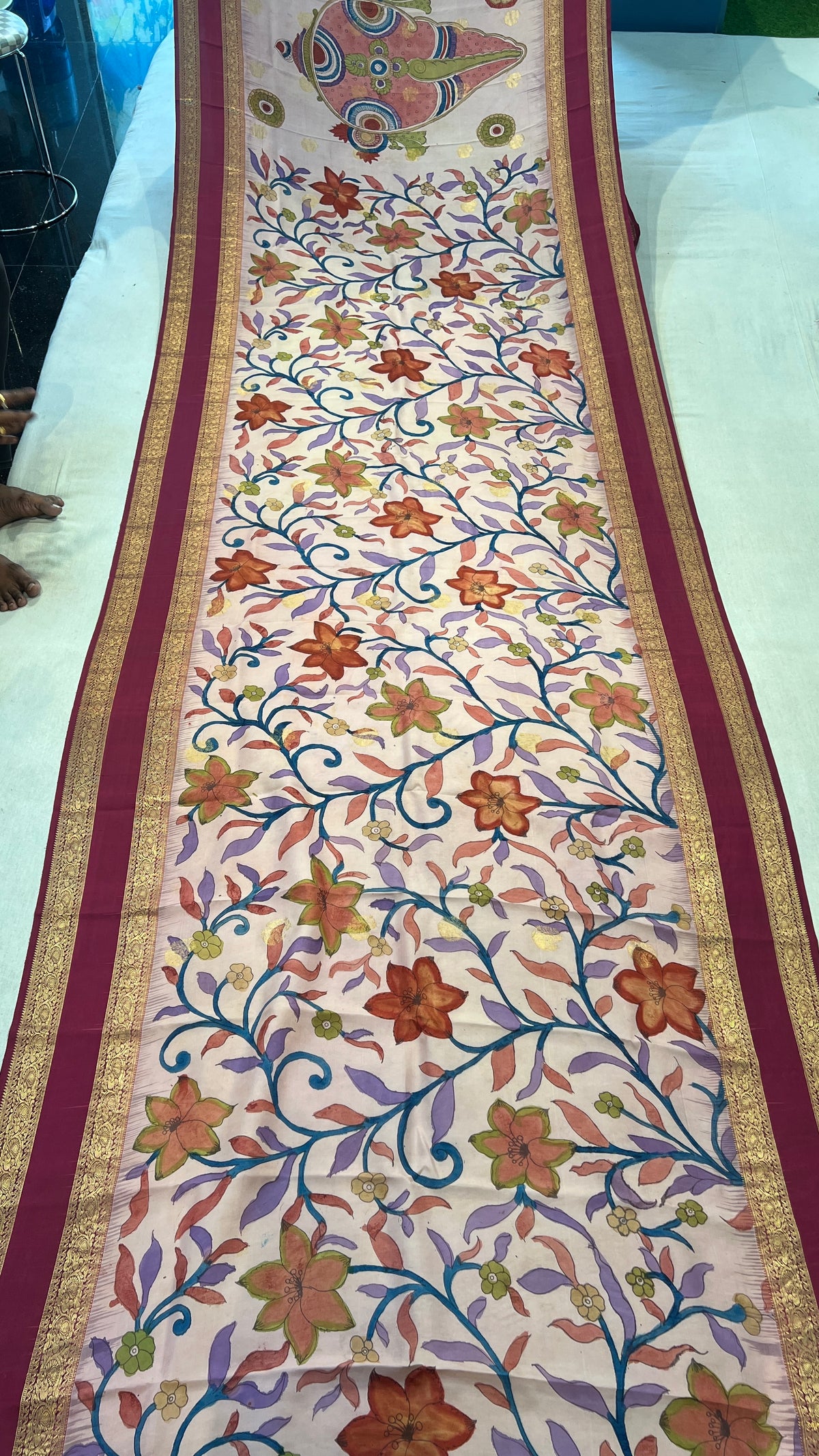 Pen Kalamkari Kanchi Pattu Saree