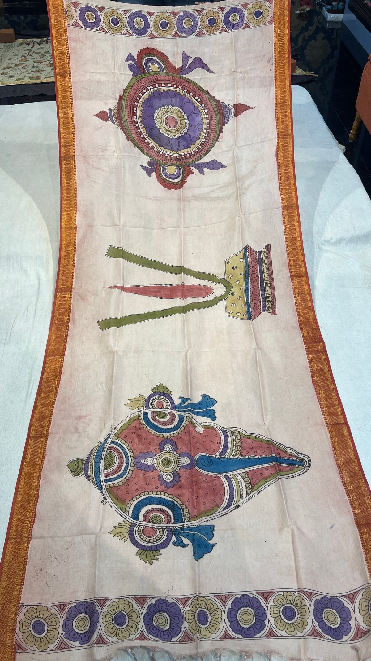 Pen kalamkari Bangalore silk duppata