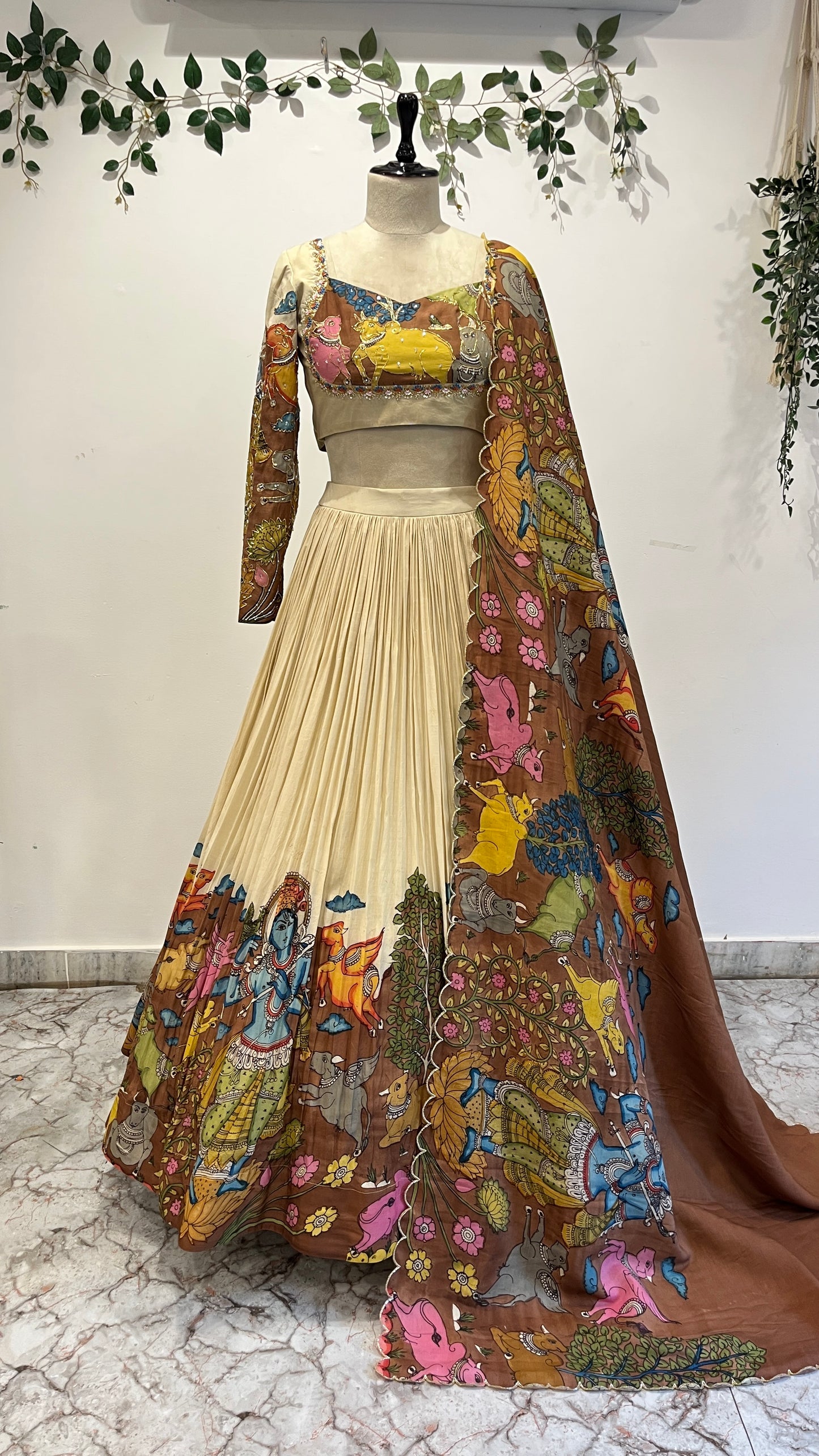 Ganesh theme Lehenga and Men’s Shervani combo