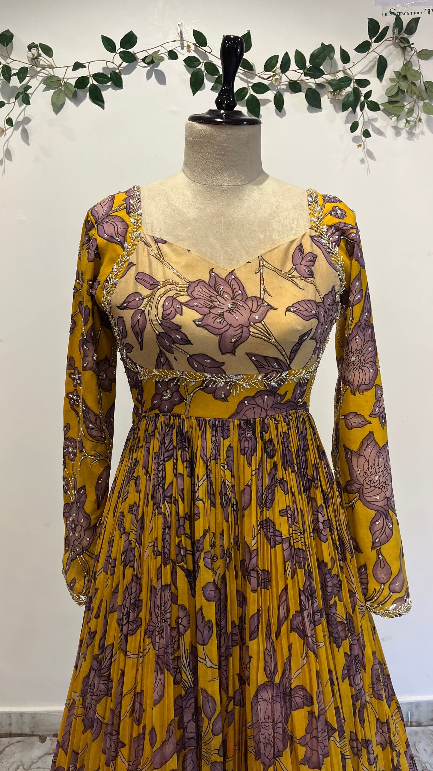 Traditional Floral Pen Kalamkari Long Frock