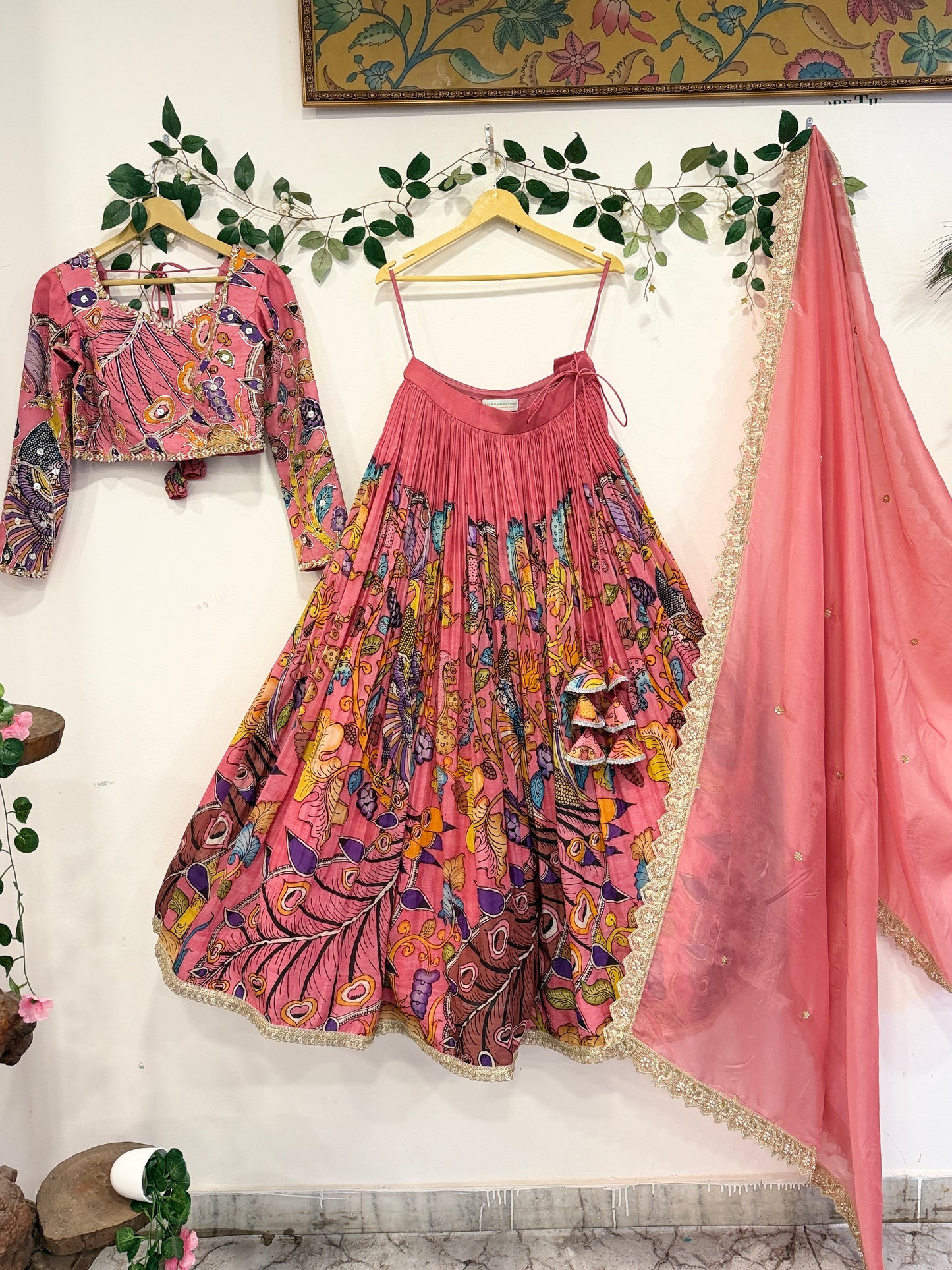 Peacock Elegance in Peach color Lehenga