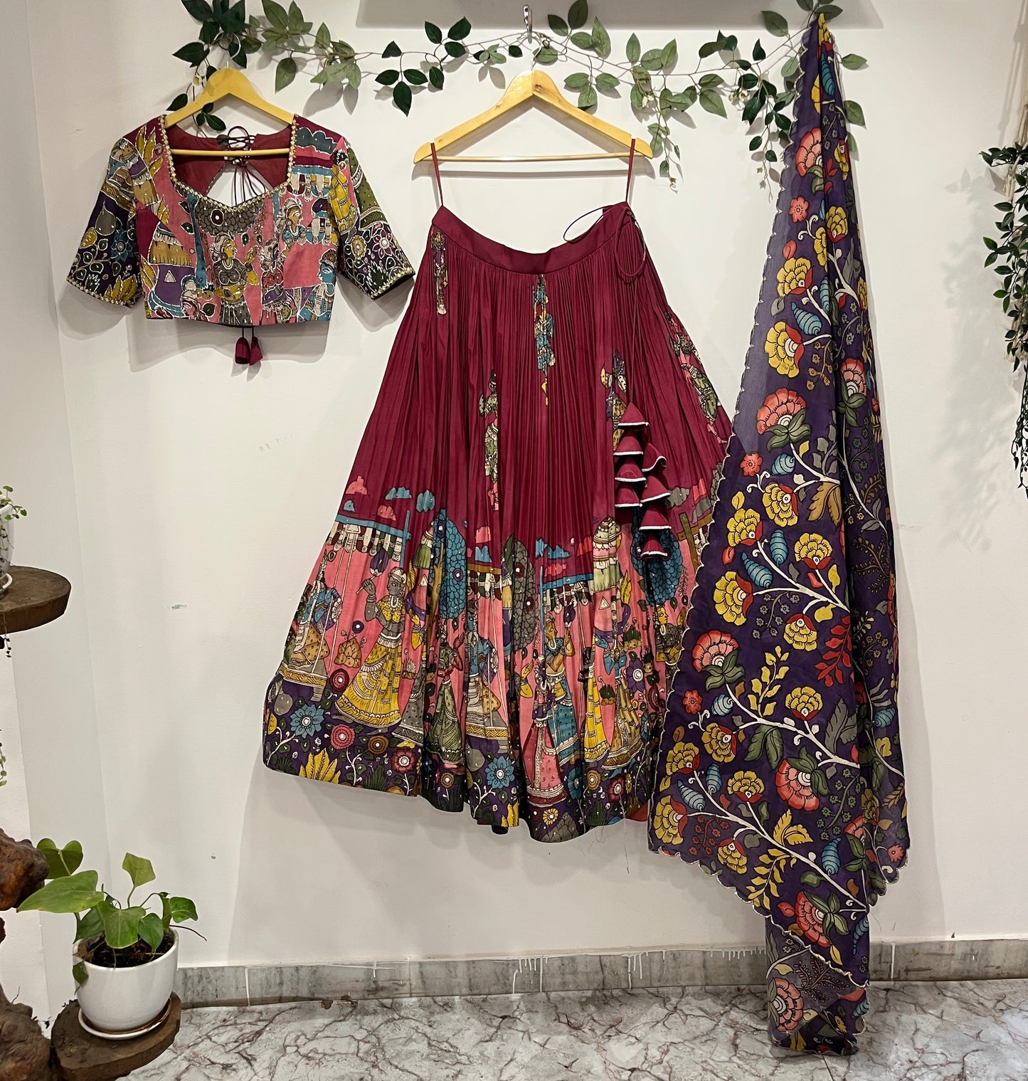 Magenta pink figurative concept Lehenga