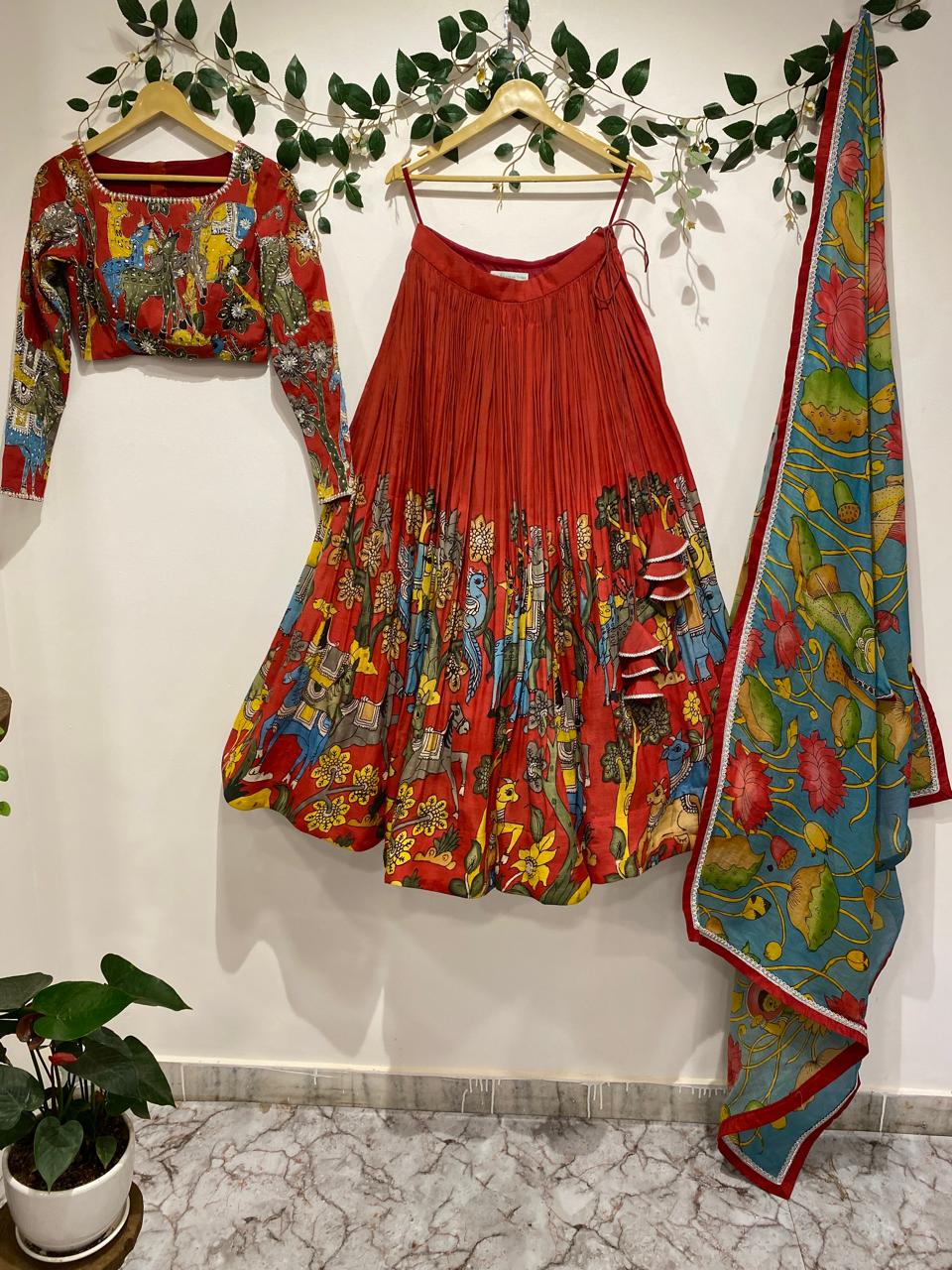 Animal Concept Red Color Lehenga