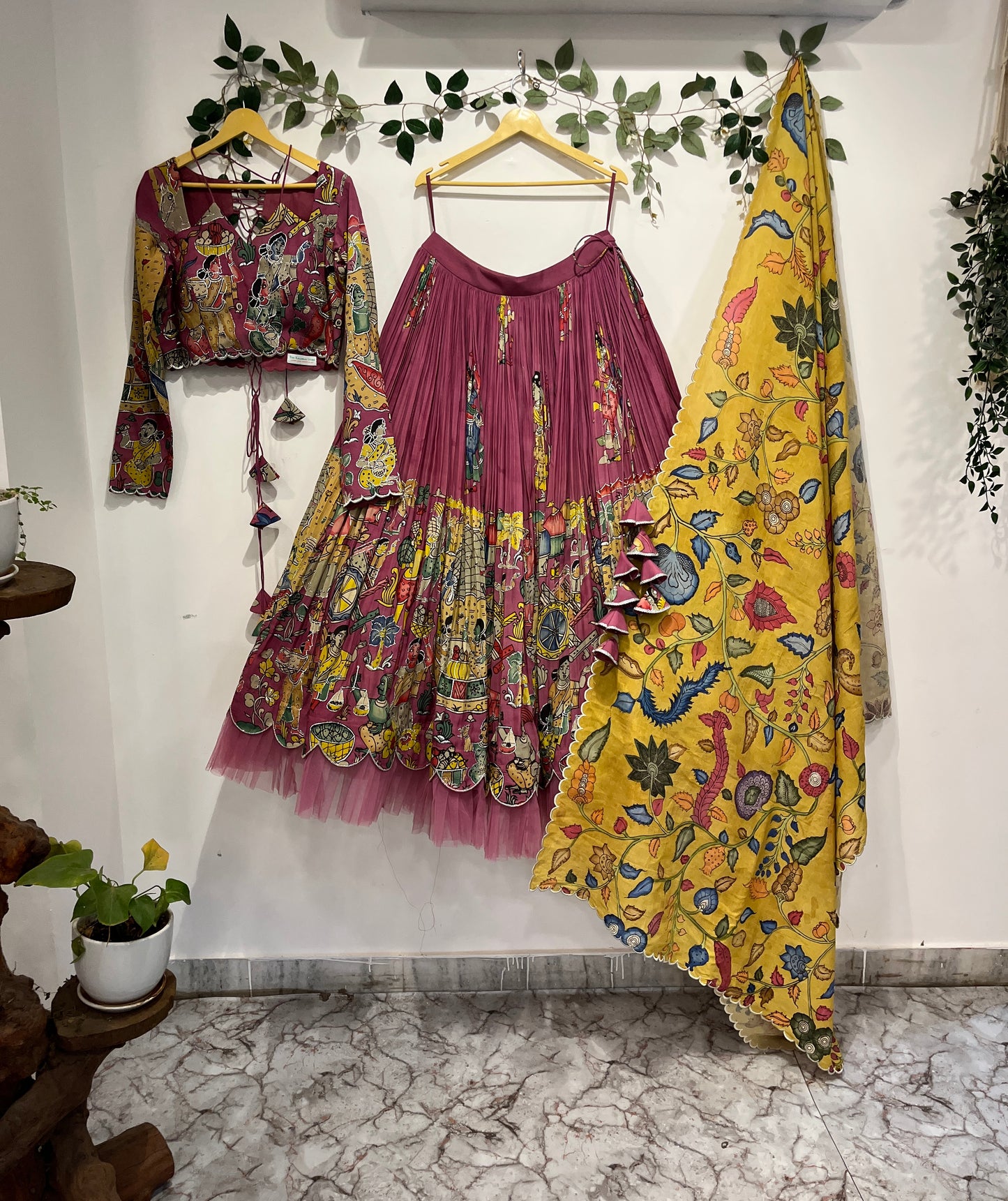Deep wine pink shade lehenga