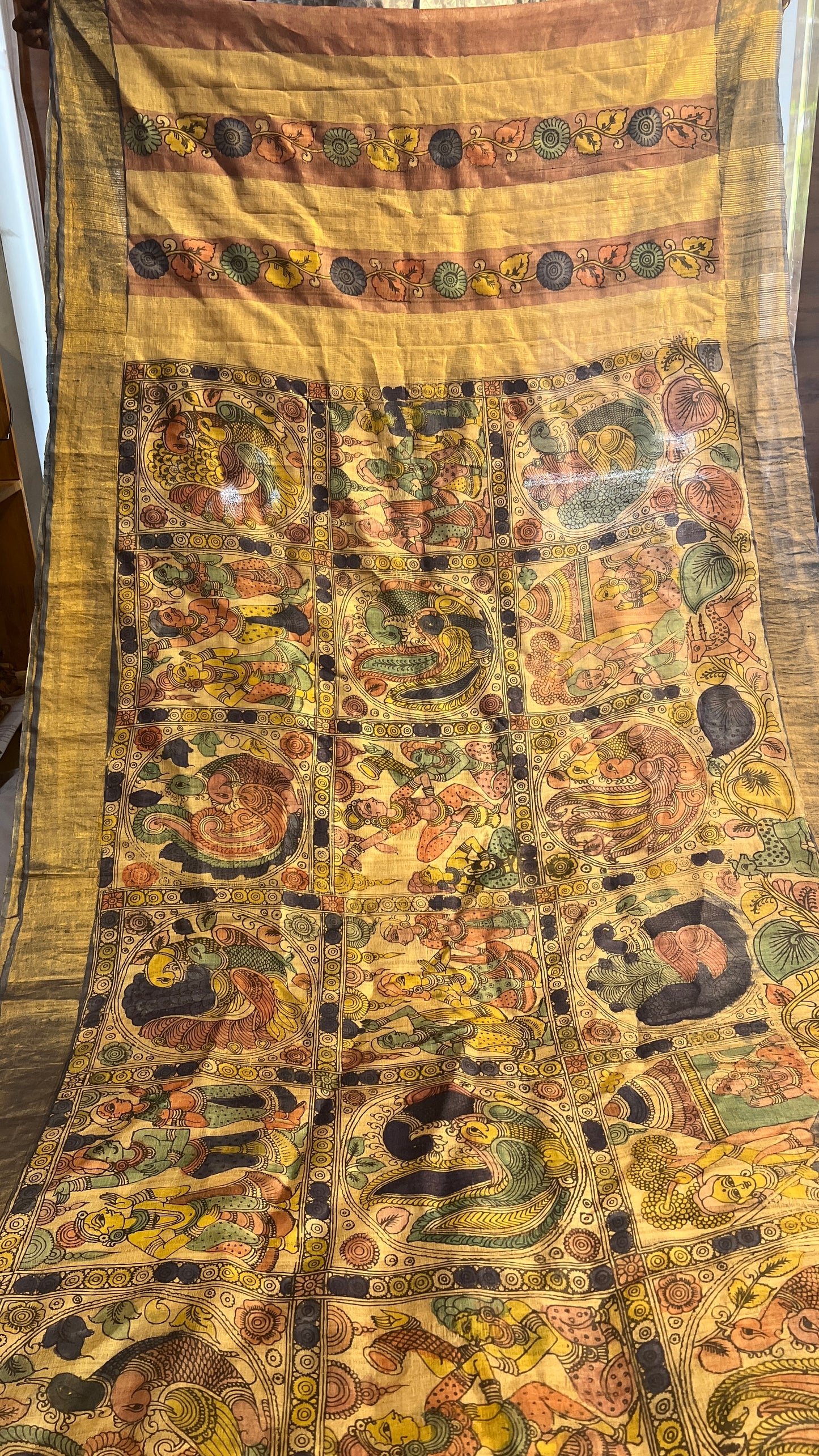 Pen Kalamkari Desi Tussar Sarees