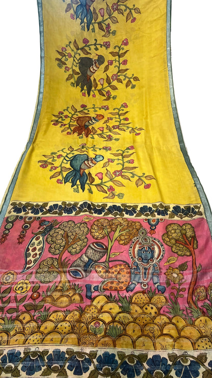 Pen Kalamkari Mangalagiri Silk Saree
