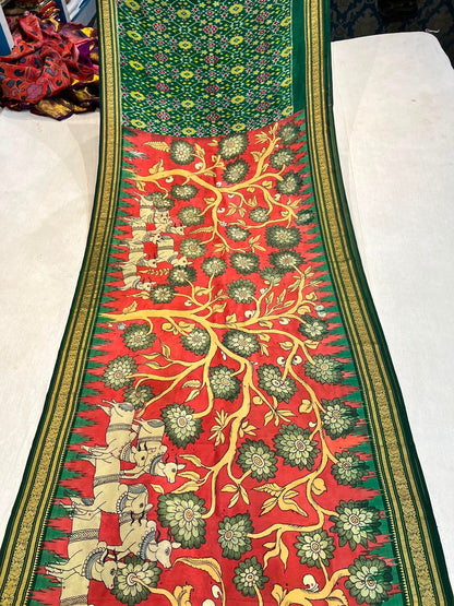 Pen Kalamkari Ikkath Saree