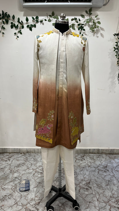 Ganesh theme Lehenga and Men’s Shervani combo