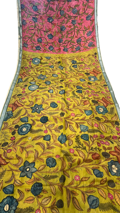 Pen Kalamkari Mangalagiri Silk Saree