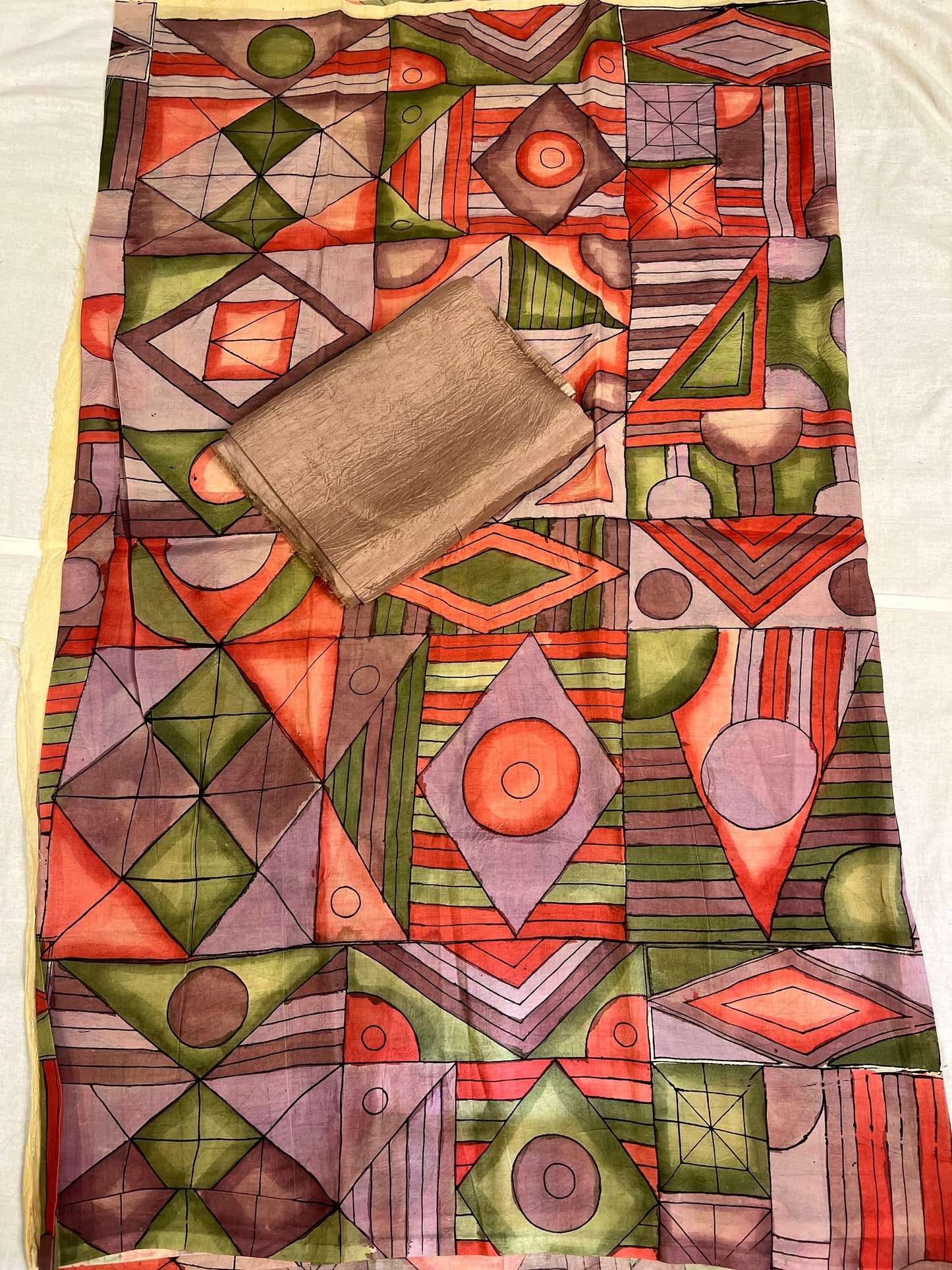 Pen kalamkari Bangalore silk 2 piece set