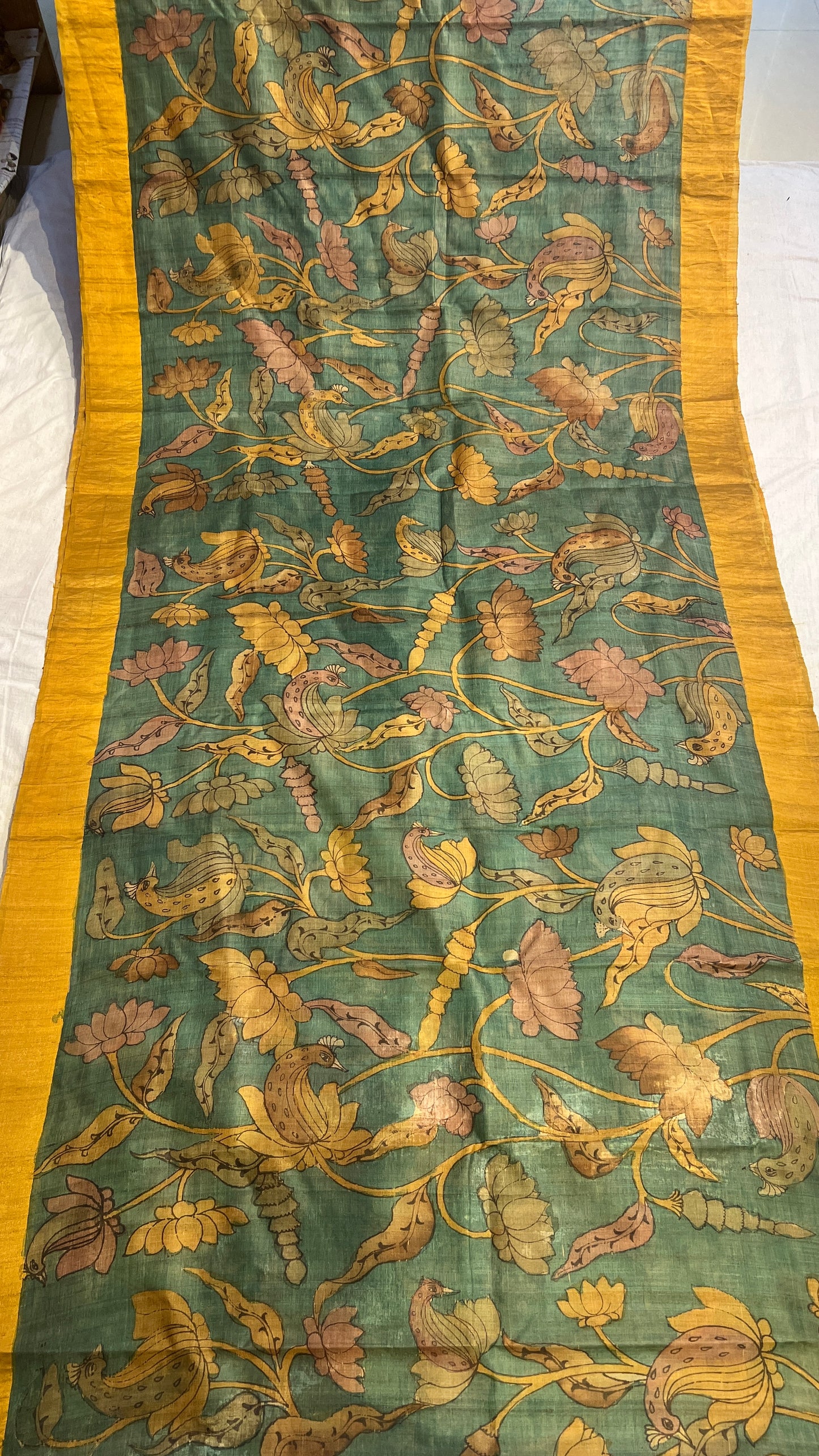 Pen Kalamkari Desi Tussar Sarees