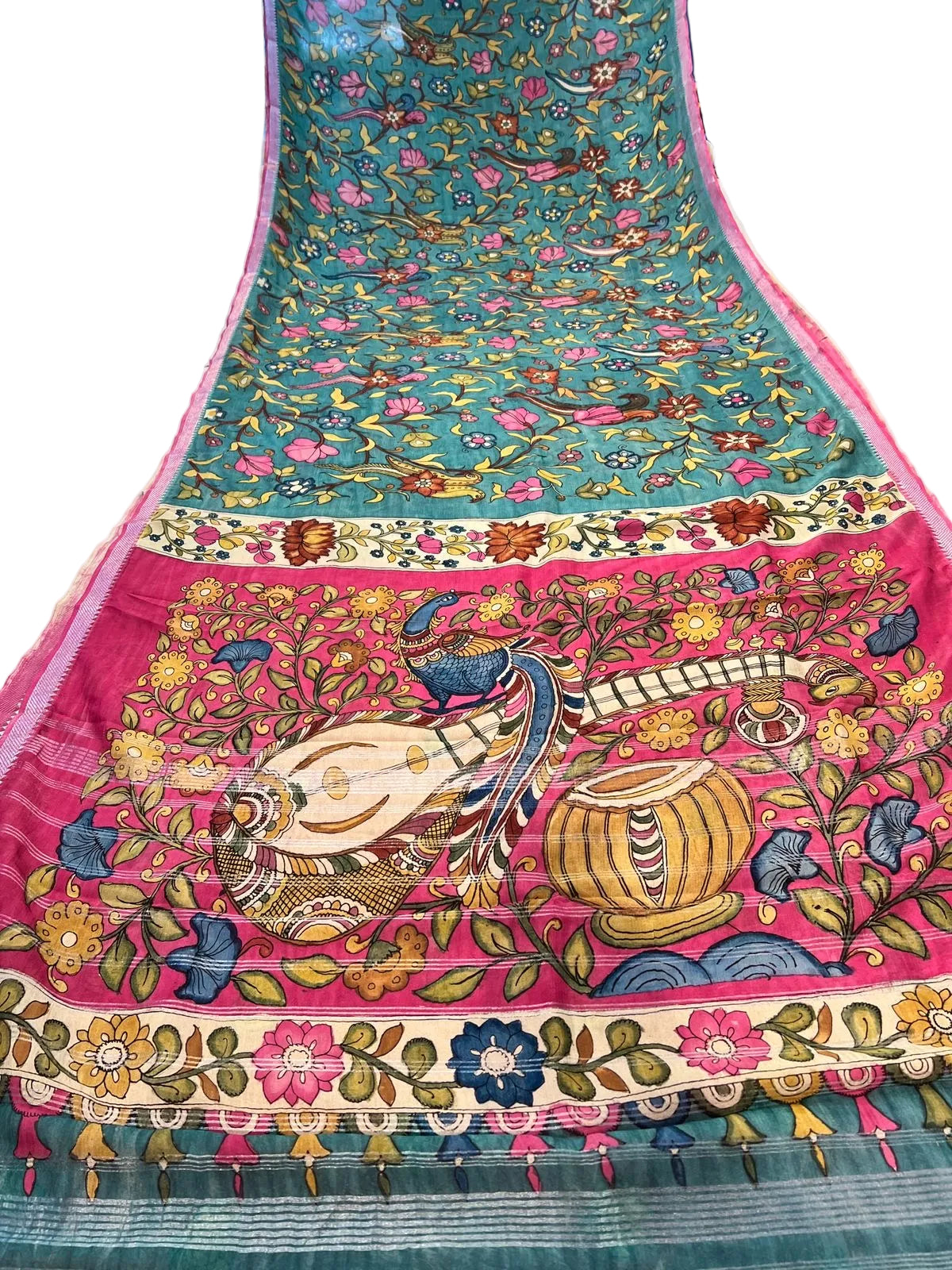 Pen Kalamkari Mangalagiri Silk Saree