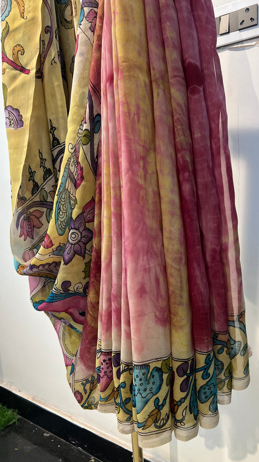 Kalamkari Shibori saree
