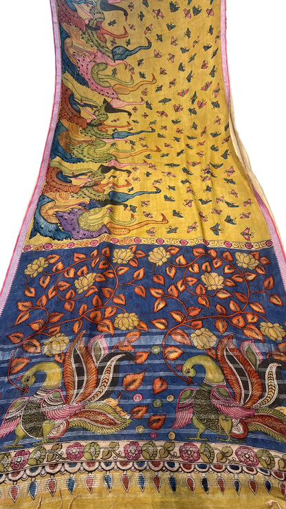 Pen Kalamkari Mangalagiri Silk Saree
