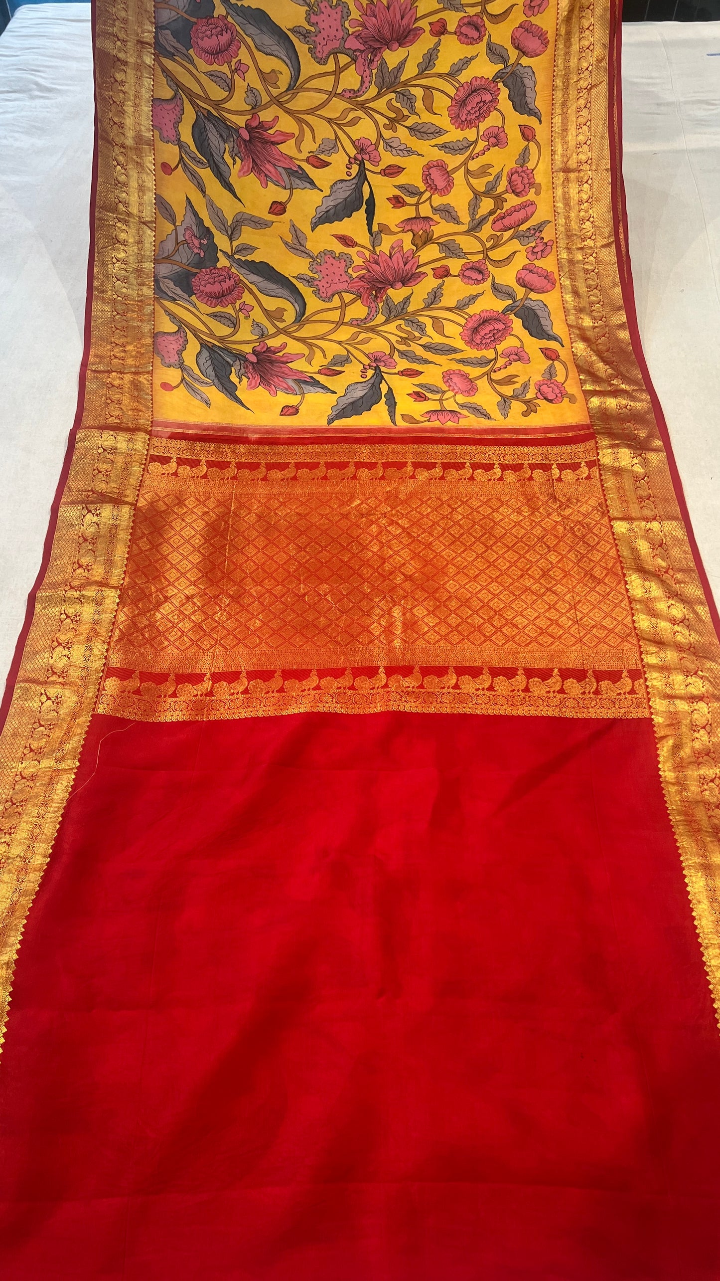 Yellow Kanchi pattu saree