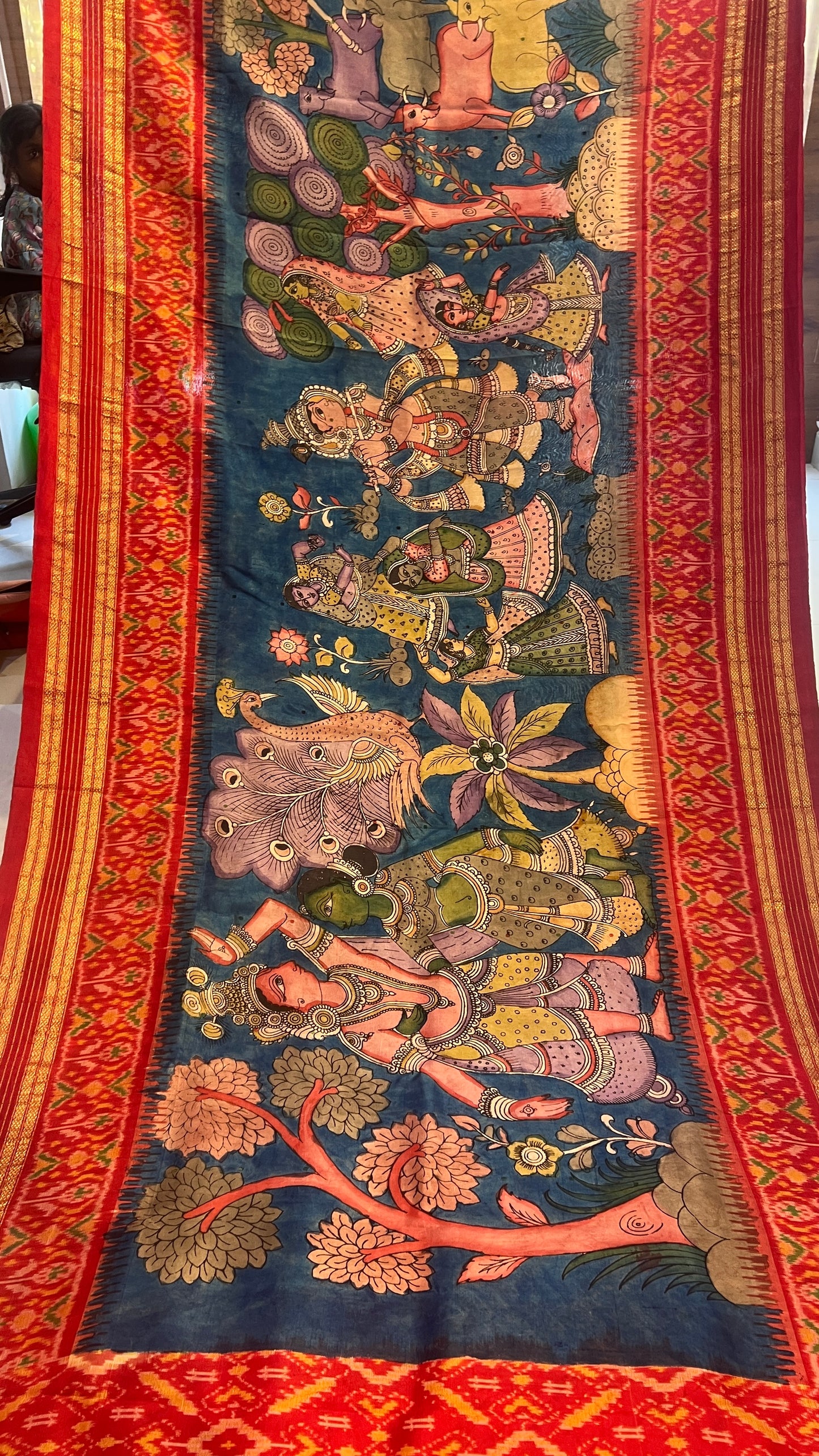 Ikkat Kanchi border Madthas patola saree