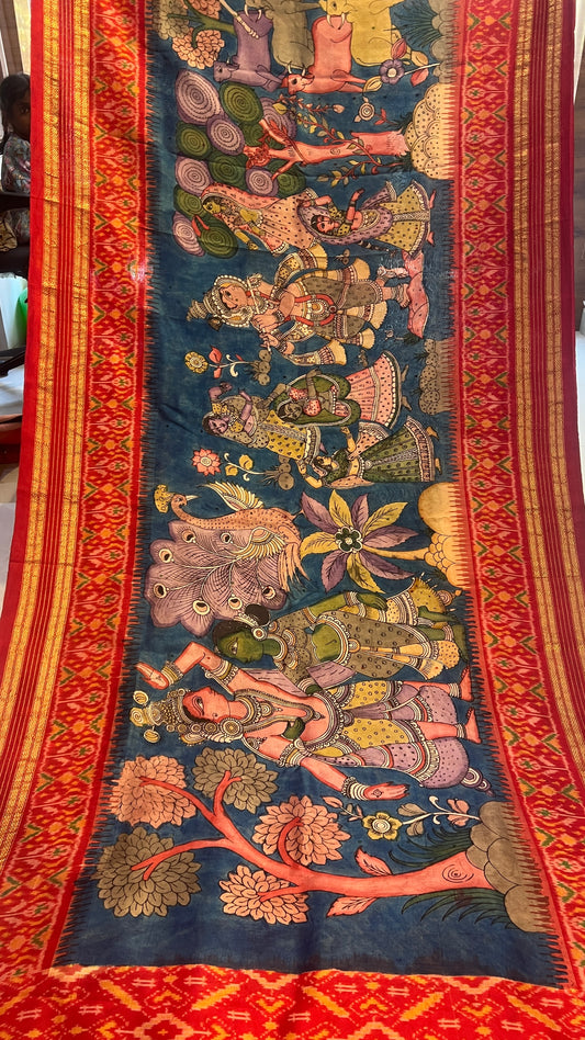 Ikkat Kanchi border Madthas patola saree