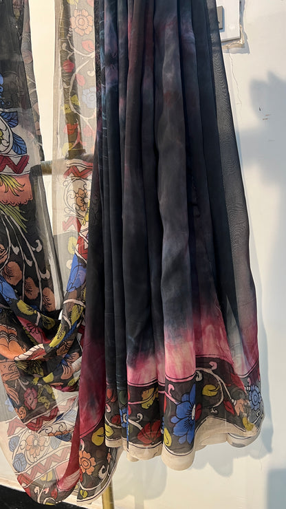 Kalamkari Shibori saree