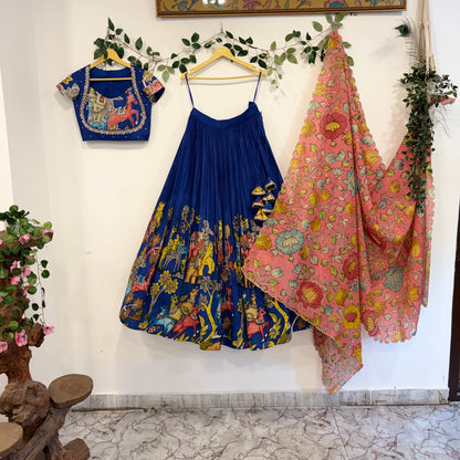 Wild Elegance Lehenga in Blue & Peach