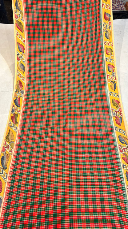 Kalamkari Kattam Checks Pattu Saree
