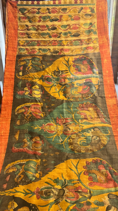Pen Kalamkari Desi Tussar Sarees