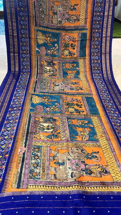 Ikkat Kanchi border Madthas patola saree