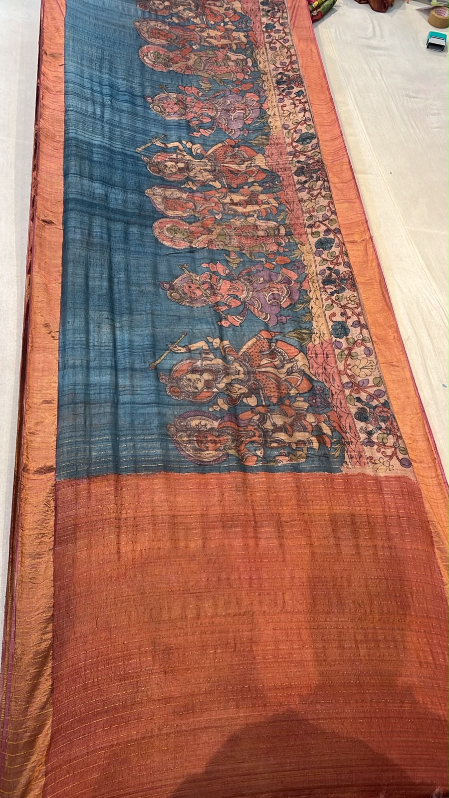 Pen Kalamkari Desi Tussar Saree