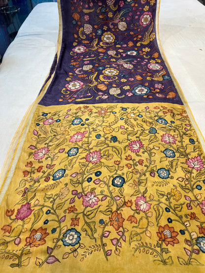 Pen Kalamkari Mangalagiri Silk Saree