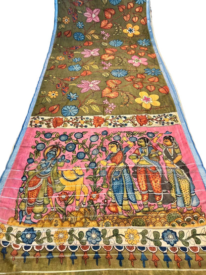 Pen Kalamkari Mangalagiri Silk Saree