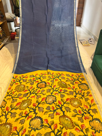 Pen Kalamkari Mangalagiri Silk Saree