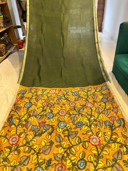Pen Kalamkari Mangalagiri Silk Saree