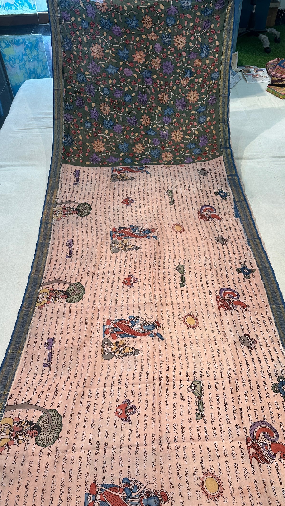 Pen kalamkari Bangalore silk saree