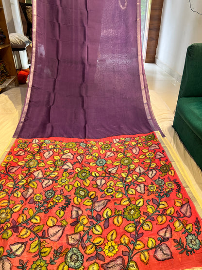 Pen Kalamkari Mangalagiri Silk Saree