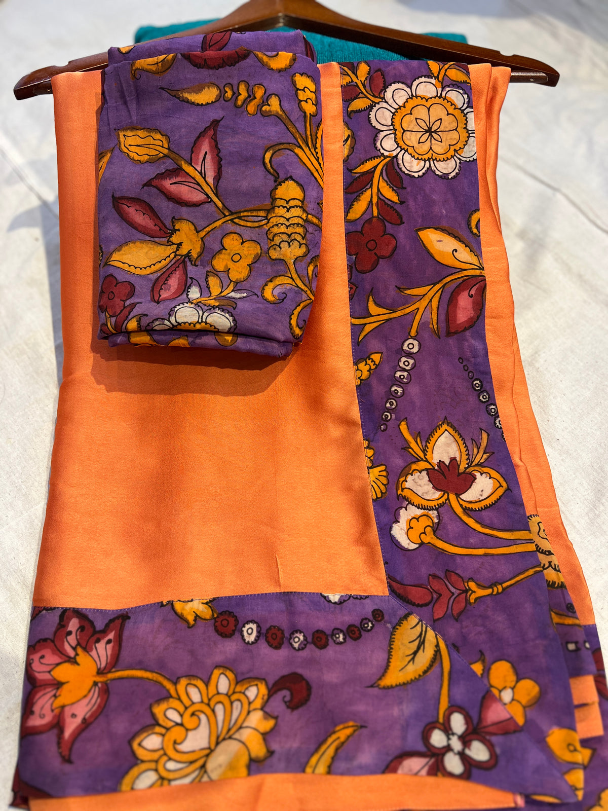 Satin Georgette saree ~ Kalamkari