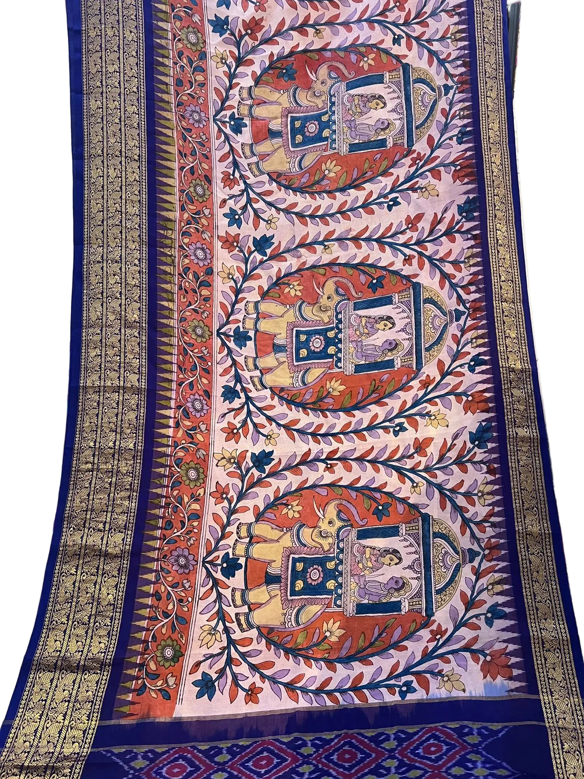 Ikkat kanchi border saree